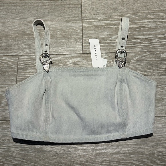 Topshop Denim Corset Top - Picture 1 of 5